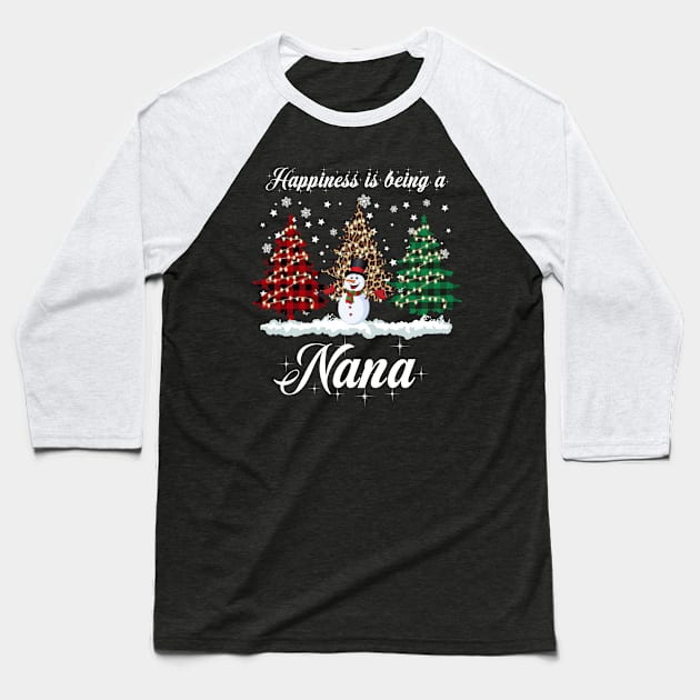 Happiness Is Being A Nana Matching Family Christmas Pajamas Baseball T-Shirt by Maica